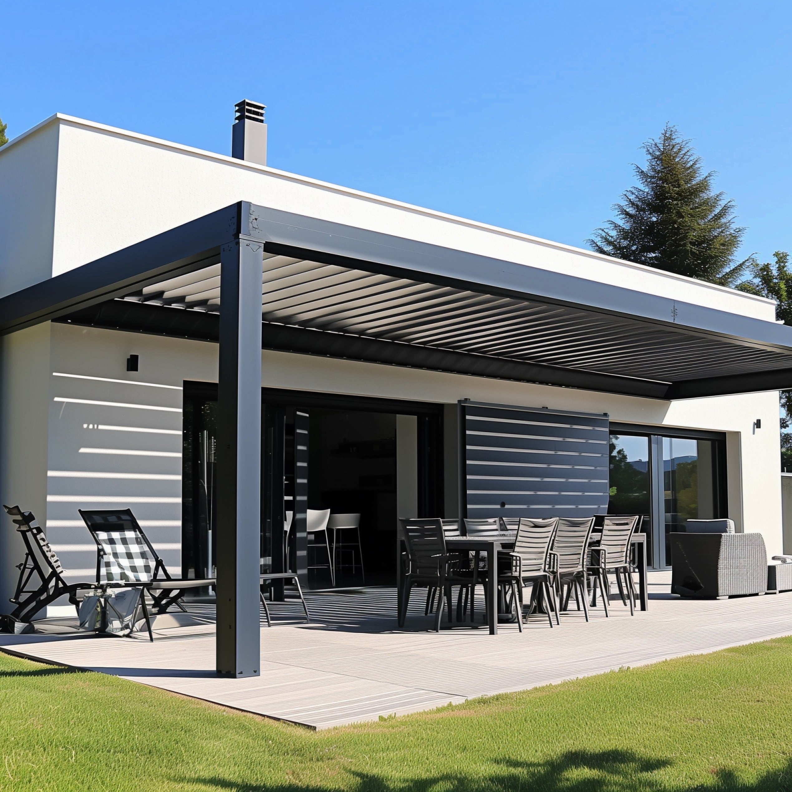 Tonnelles et pergolas adoss&eacute;es